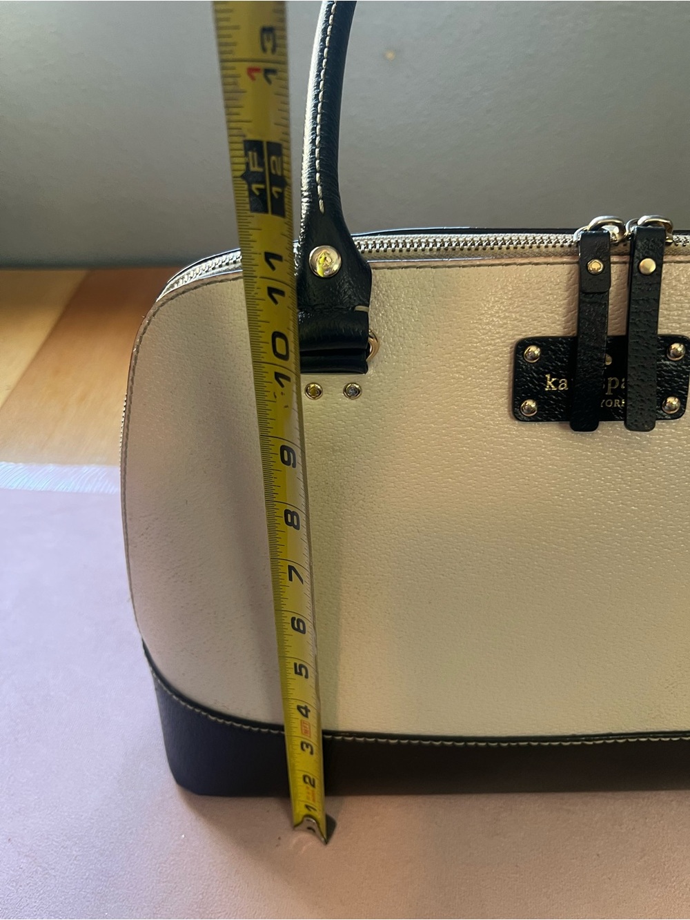 kate spade Cream and Black Satchel with Structured Dome Shape - Picture 12 of 16